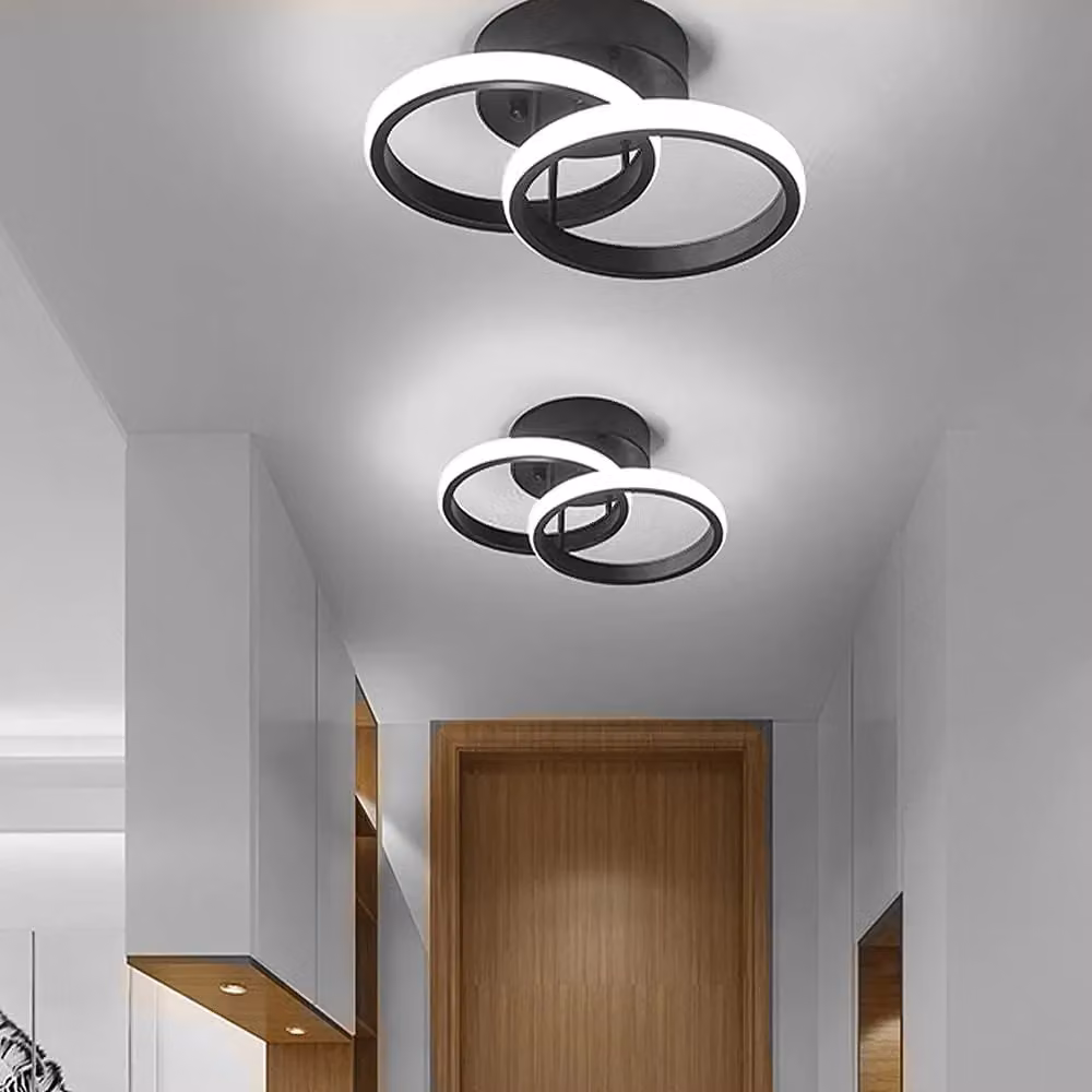 COMELY Modern LED Ring Ceiling Light in Black with 6500K Cool White Light – 3