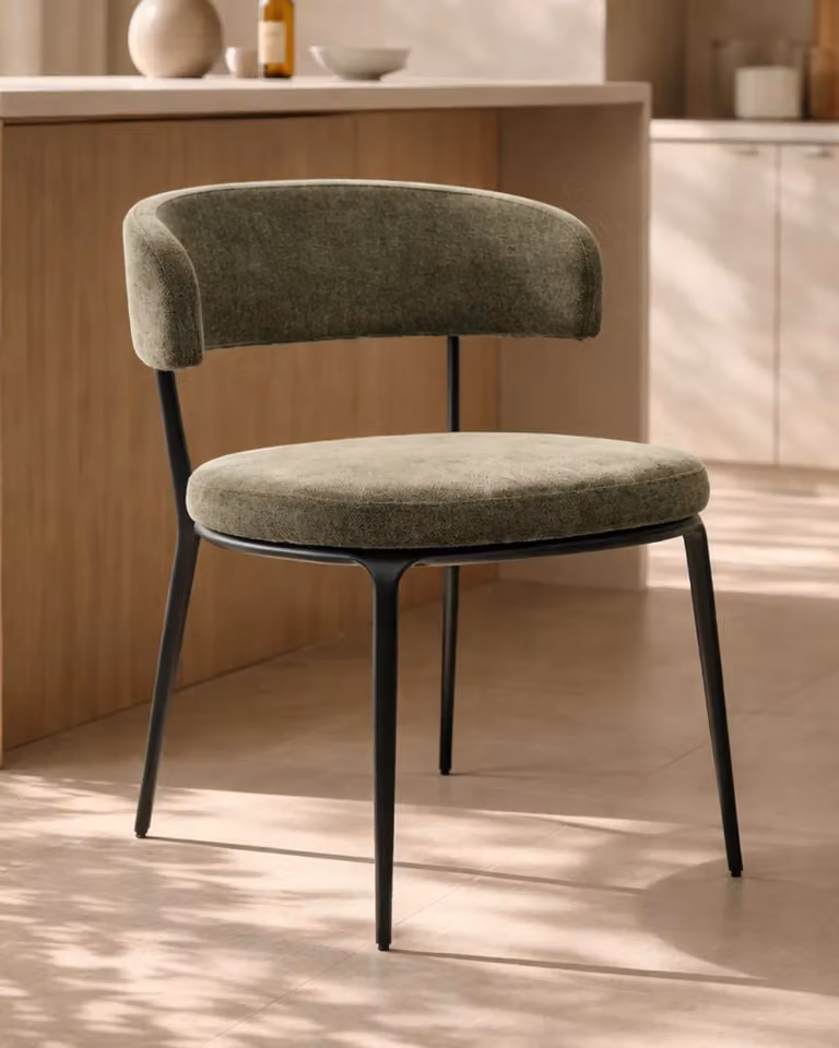 Tommy Franks Satori Dining Chair in Green Fabric with Black Metal Frame