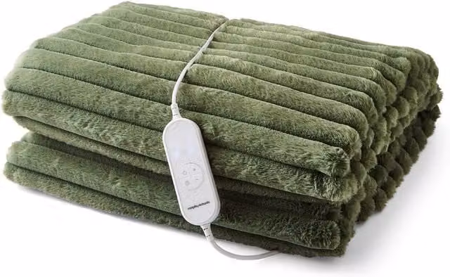Morphy Richards EverCosy Large Luxury Striped Fleece Electric Heated Throw in Green