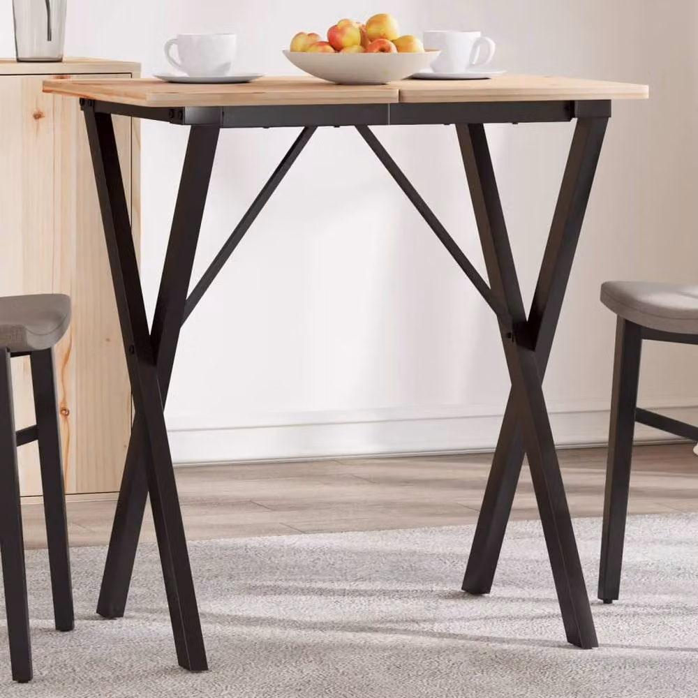 Berkfield Home Durable X-Frame Dining Table Legs in Black Steel, W/D/H: 60 x 50 x 73 cm – 2