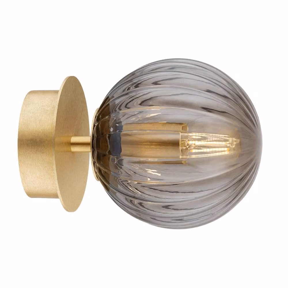 Netlighting Paloma 12cm Globe Ceiling Light in Smoky Glass and Brushed Gold Brass – 2
