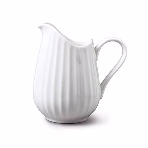 Wm Bartleet & Sons White Ceramic Fluted Jug with Drip-Free Spout, 350 ml