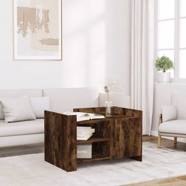 Berkfield Home Smoked Oak Coffee Table in Brown, W/D/H: 80 x 50 x 50 cm – 1