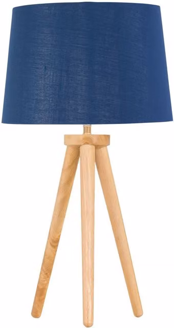 First Choice Lighting Voyage Light Oak Table Lamp with Blue and Silver Fabric Shade – 1