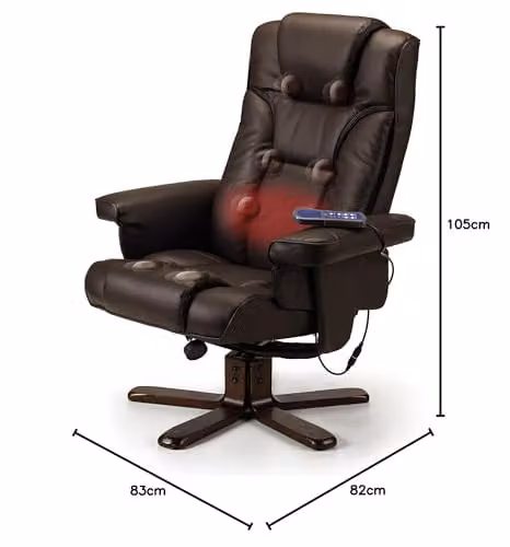 Julian Bowen Malmo Brown Faux Leather Massage Recliner Chair with Footstool – 2