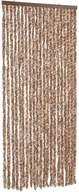 Berkfield Home Chenille Thermal Insulating Fly Curtain in Beige and Brown, W/H: 90 x 220 cm – 1