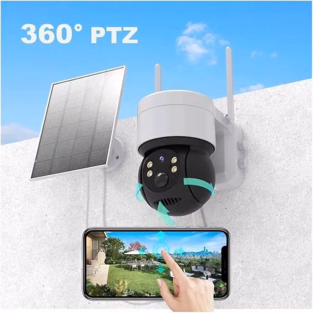 Nordara Solar Powered PTZ WiFi IP Security Camera in White and Multicolour – 1