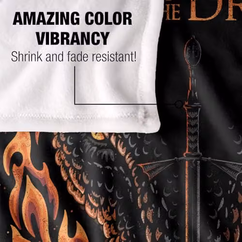 LOGOVISION House of the Dragon Fire, Sword and Dragon Super Soft Fleece Throw Blanket, Multicolour, W: 152 cm, D: 127 cm – 3