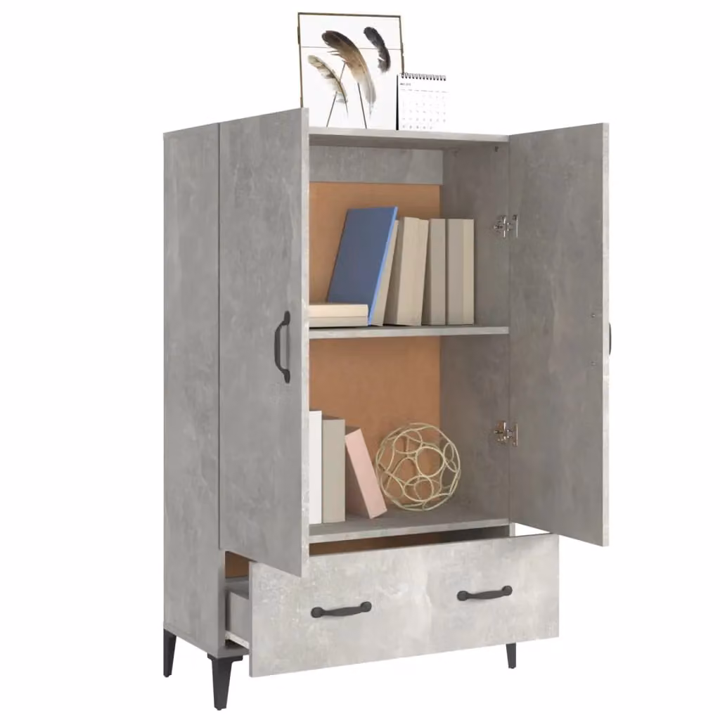 Berkfield Home Modern Highboard in Concrete Grey, W/D/H: 70 x 31 x 115 cm – 2