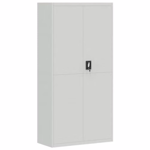 vidaXL Metal File Cabinet in Light Grey with Hinged Doors and Adjustable Shelves, W/D/H: 90 x 40 x 180 cm