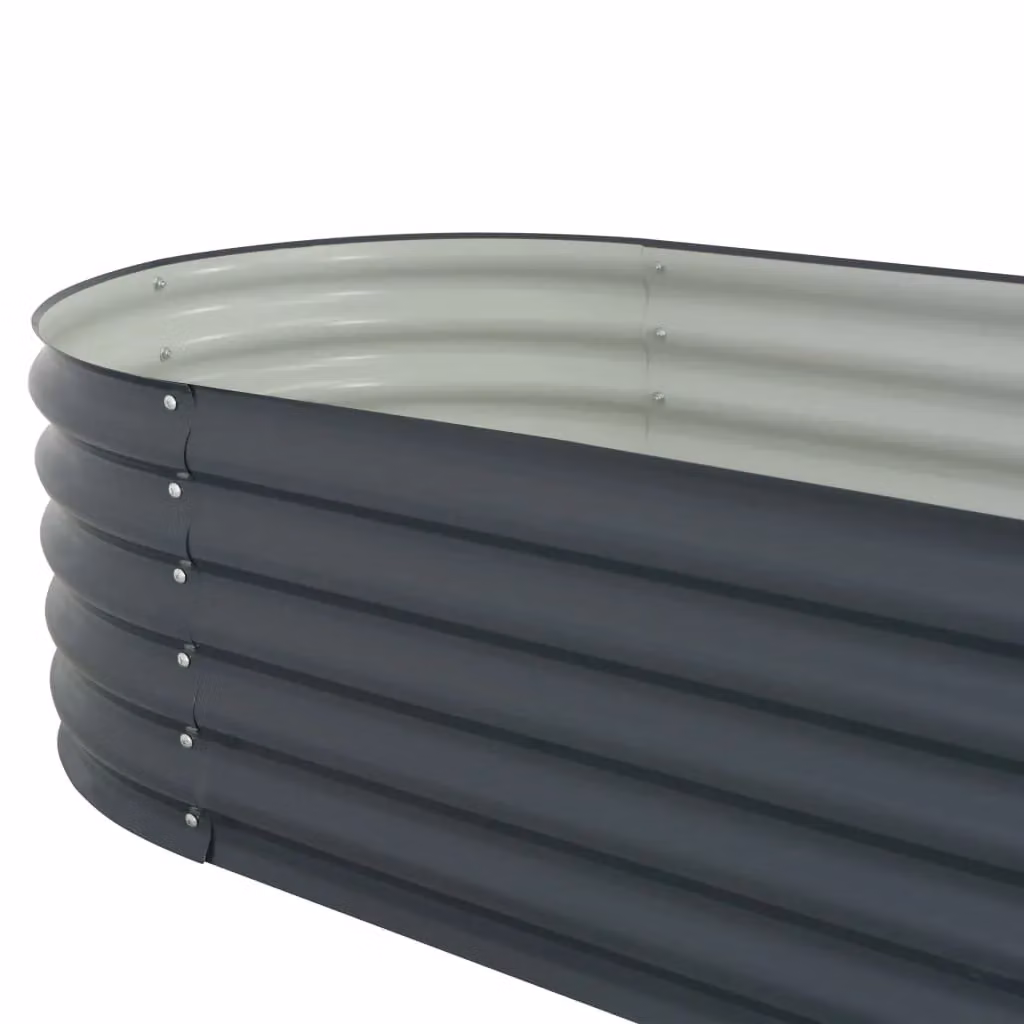 Berkfield Home Garden Galvanised Steel Raised Bed in Grey, W: 240 cm, D: 80 cm, H: 44 cm – 4