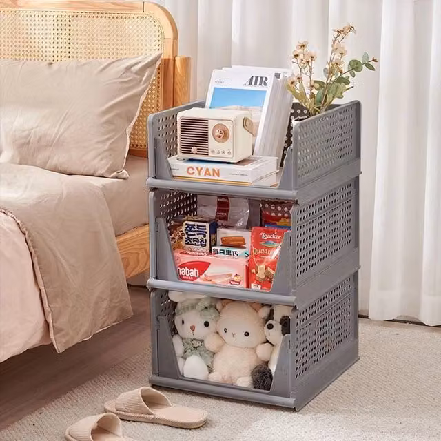 KORVIXA Foldable Mesh Drawer Organiser Storage Bin, Grey, Width: 50 cm