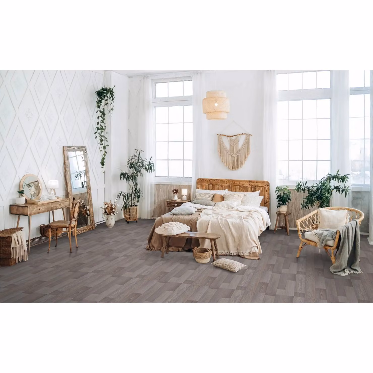 Cambados Grey Wood Effect Cushion Backed Vinyl Flooring Sheet, W: 100 cm, L: 200 cm, Thickness: 2.8 mm – 2