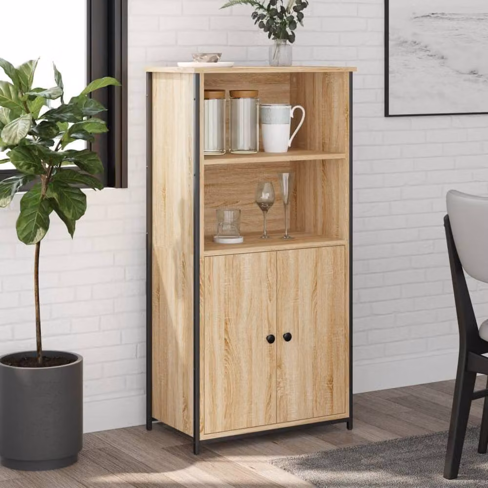 Berkfield Home Sonoma Oak Highboard in Light Brown, W/D/H: 62 x 36 x 121.5 cm – 2
