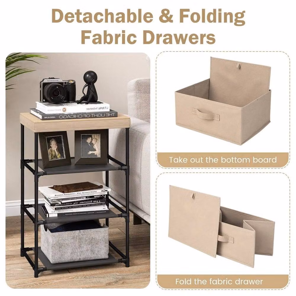 KORVIXA Beige Fabric Dresser Storage Unit for Clothes Organisation, W: 100 cm – 4
