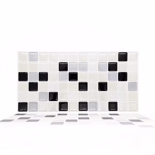 WALPLUS Glossy 3D Tile Look Stickers in Black and White Multipack