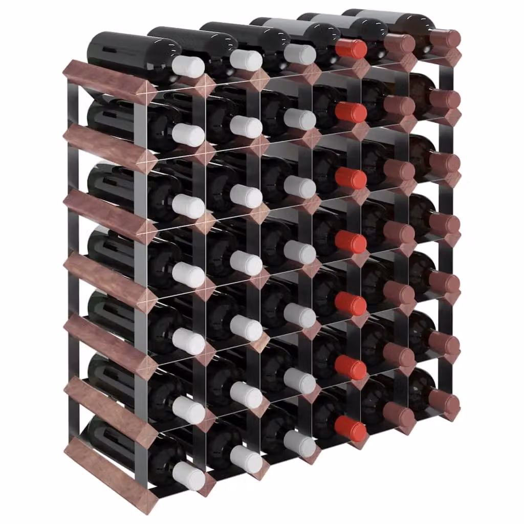 Berkfield Home Rustic Brown Solid Wood Pine and Metal Wall Mounted Wine Rack for 42 Bottles – 3