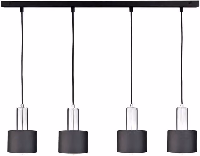 Netlighting Luce Bar Pendant Ceiling Light in Black and Silver, 100 cm, 4x E27