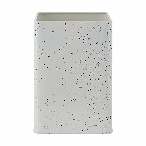 Premier Sweet Heart Freestanding Utensil Caddy in Black and White Metal and Ceramic