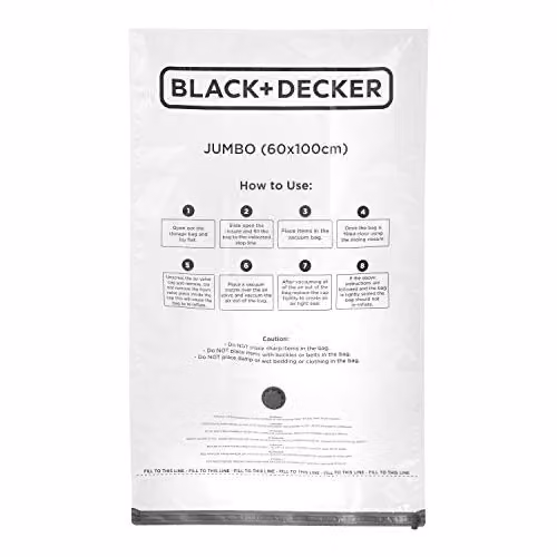 BLACK+DECKER Vacuum Storage Bags, White and Transparent, Plastic