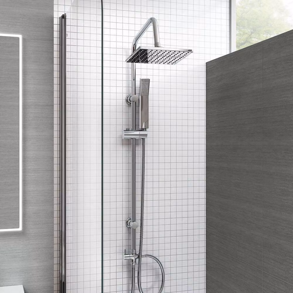 Hinsinc Thermostatic Bath Shower Mixer Tap with Two Handles in Silver Chrome – 2