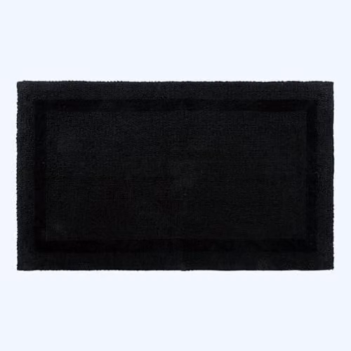 Homescapes Luxury Reversible Cotton Bath Mat, Black, W/D/H: 80 x 50 x 1 cm – 4