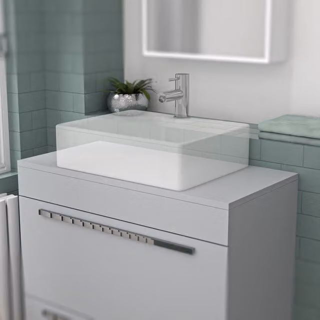 Nes Home Grey Moisture Resistant Vanity Cabinet Worktop W: 900 mm, H: 650 mm