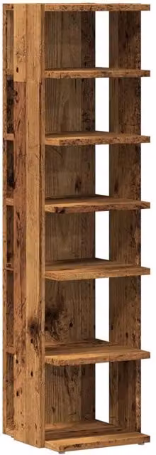 Berkfield Home Rustic Old Wood Shoe Cabinet in Brown, W/D/H: 28 x 27 x 102 cm