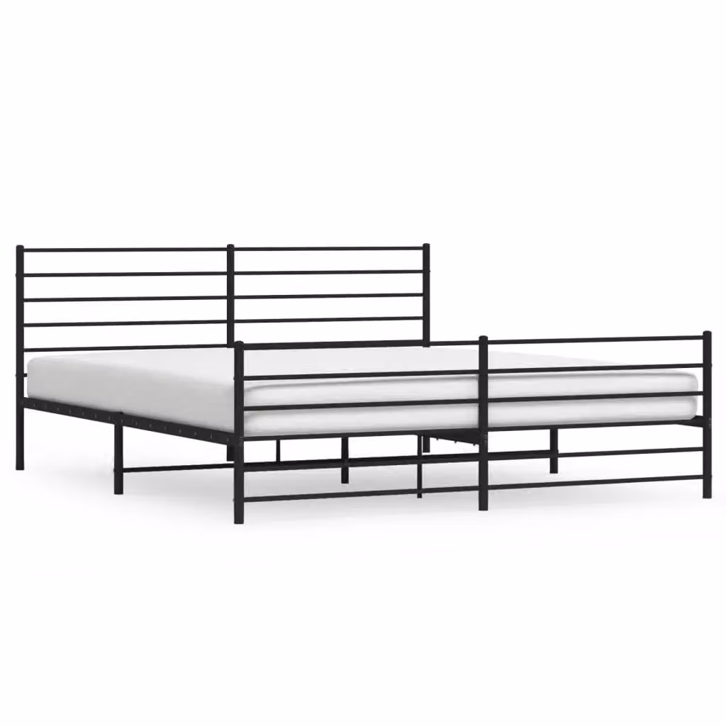 Berkfield Home Metal Bed Frame with Headboard and Footboard in Black W/D/H: 193 x 203 cm – 2