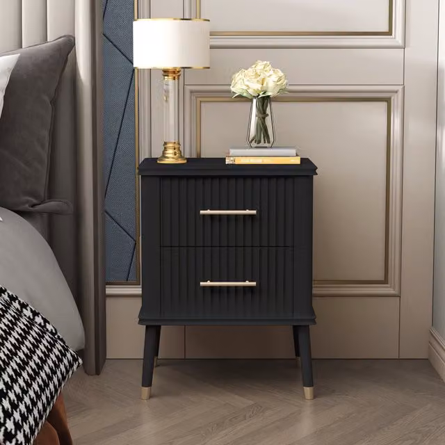 Cabinet Bits Modern Black Metal Bedside Table