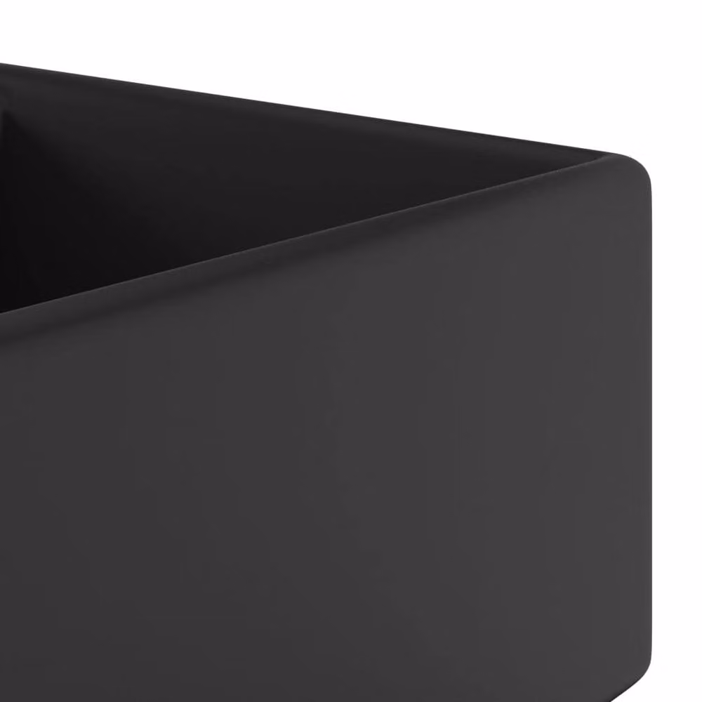 Berkfield Home Luxury Square Ceramic Basin with Overflow in Matt Black, W: 41 cm x D: 41 cm x H: 15 cm – 3