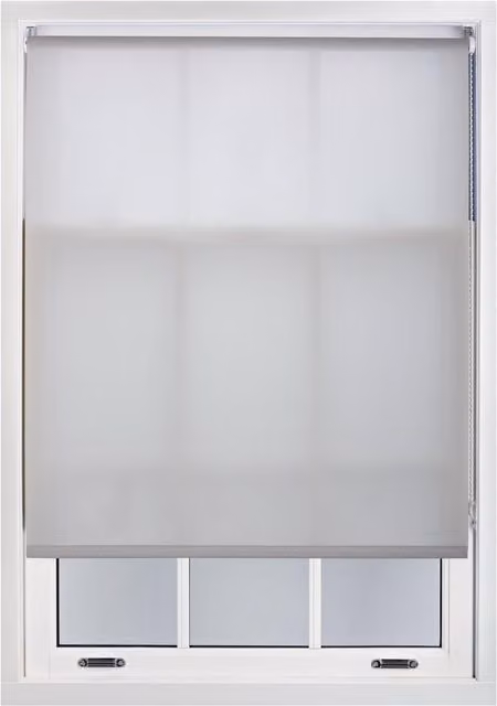 Furnished Grey Semi-Transparent Polyester Roller Blinds, W: 90 cm, H: 165 cm