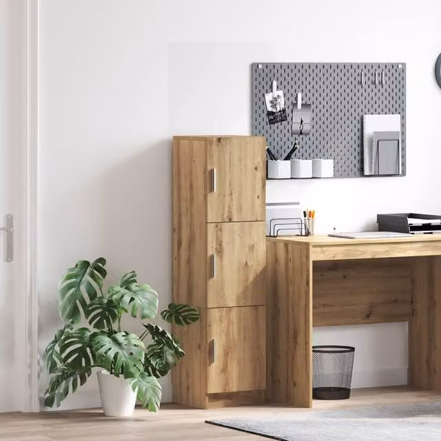 Berkfield Home Artisan Oak Sideboard in Brown, Large Engineered Wood Storage Unit – 1