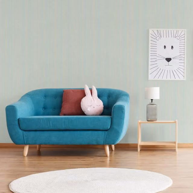 SK Filson Plain Textile Washable Wallpaper in Petrol Blue