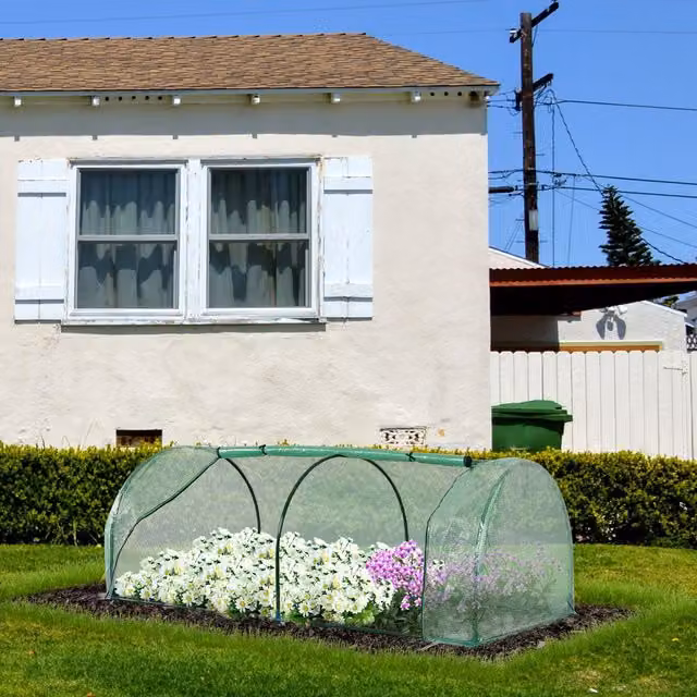 OUTSUNNY Green Steel Frame Tunnel Greenhouse Outdoor Grow House