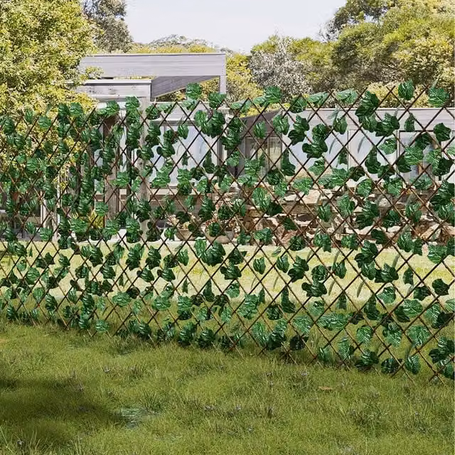 Lifeideas Green Artificial Hedge with Wooden Frame, W: 194 cm, H: 98.5 cm