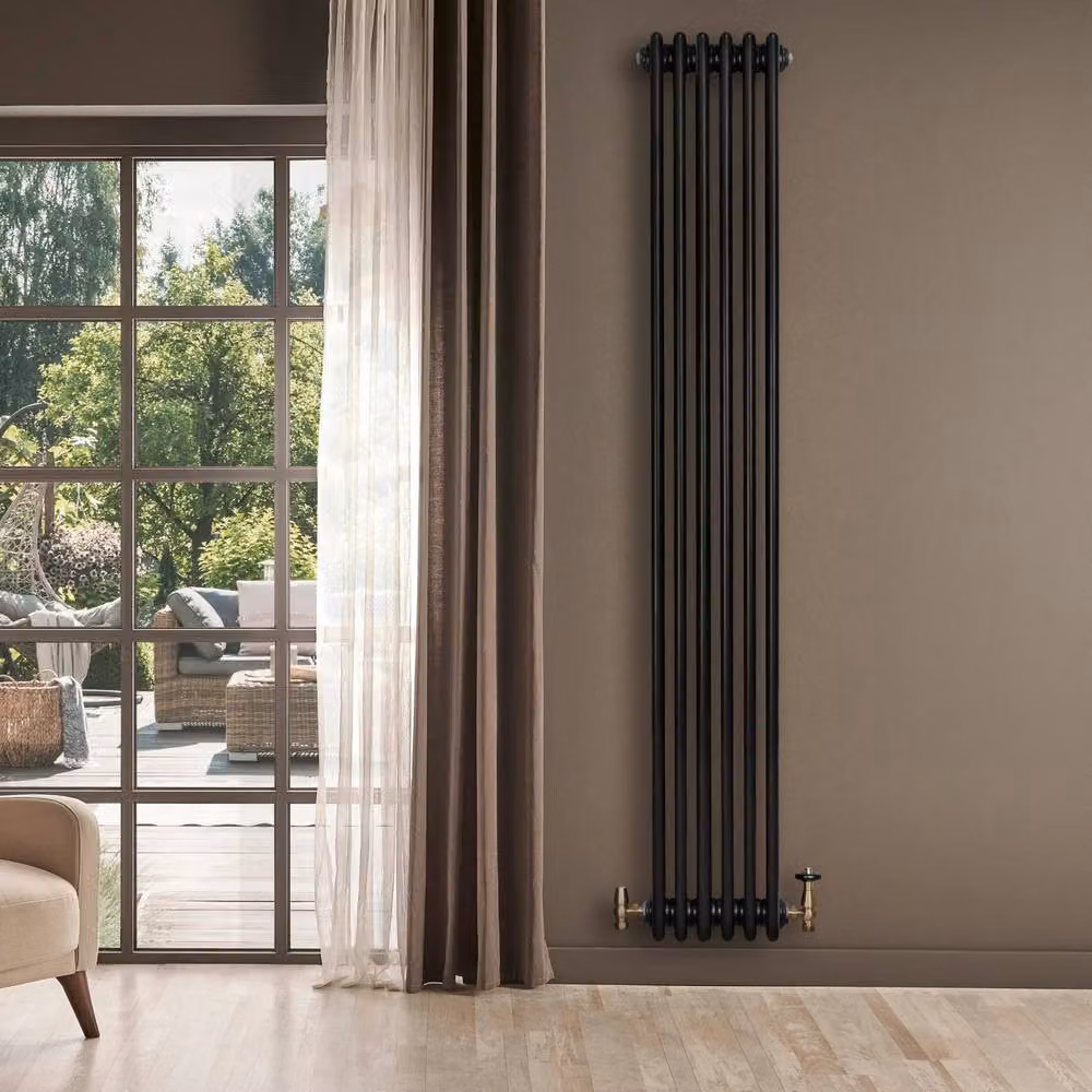 Monstershop Traditional 4 Column Steel Radiator, Black, H 180 cm x W 29 cm x D 2.9 cm – 4