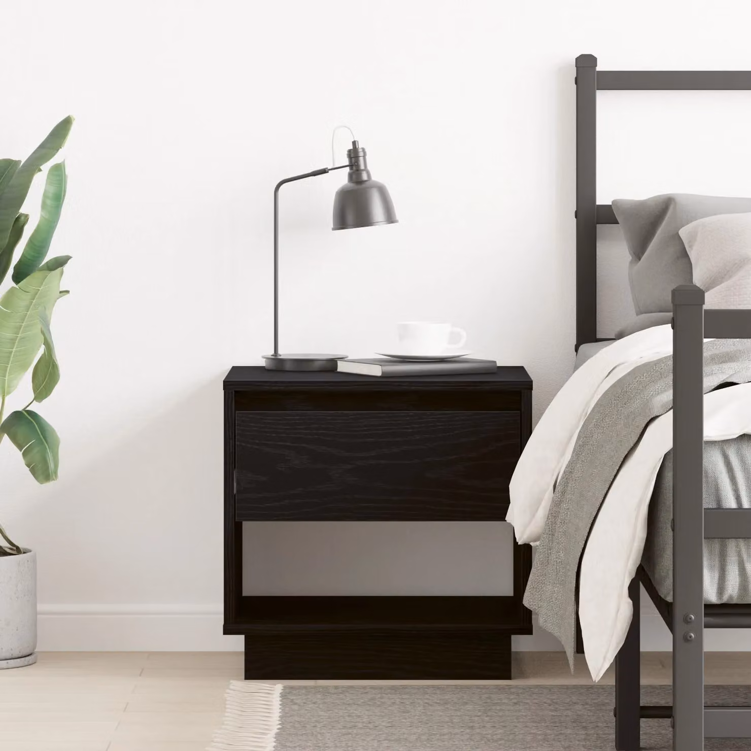 Berkfield Home Black Oak Bedside Cabinet W/D/H: 45 x 34 x 48 cm – 3