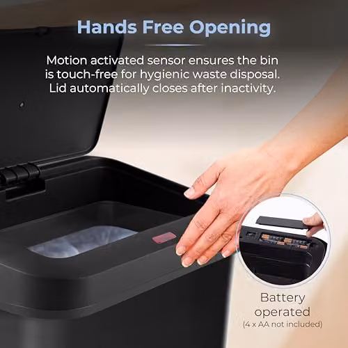 Tower 50L Rectangular Sensor Bin in Black, W: 67.0 cm, D: 39.0 cm, H: 26.0 cm – 6