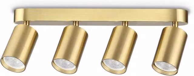 Netlighting Dynamite Adjustable Ceiling Spotlight Bar in Gold Brass with 4x GU10 Sockets