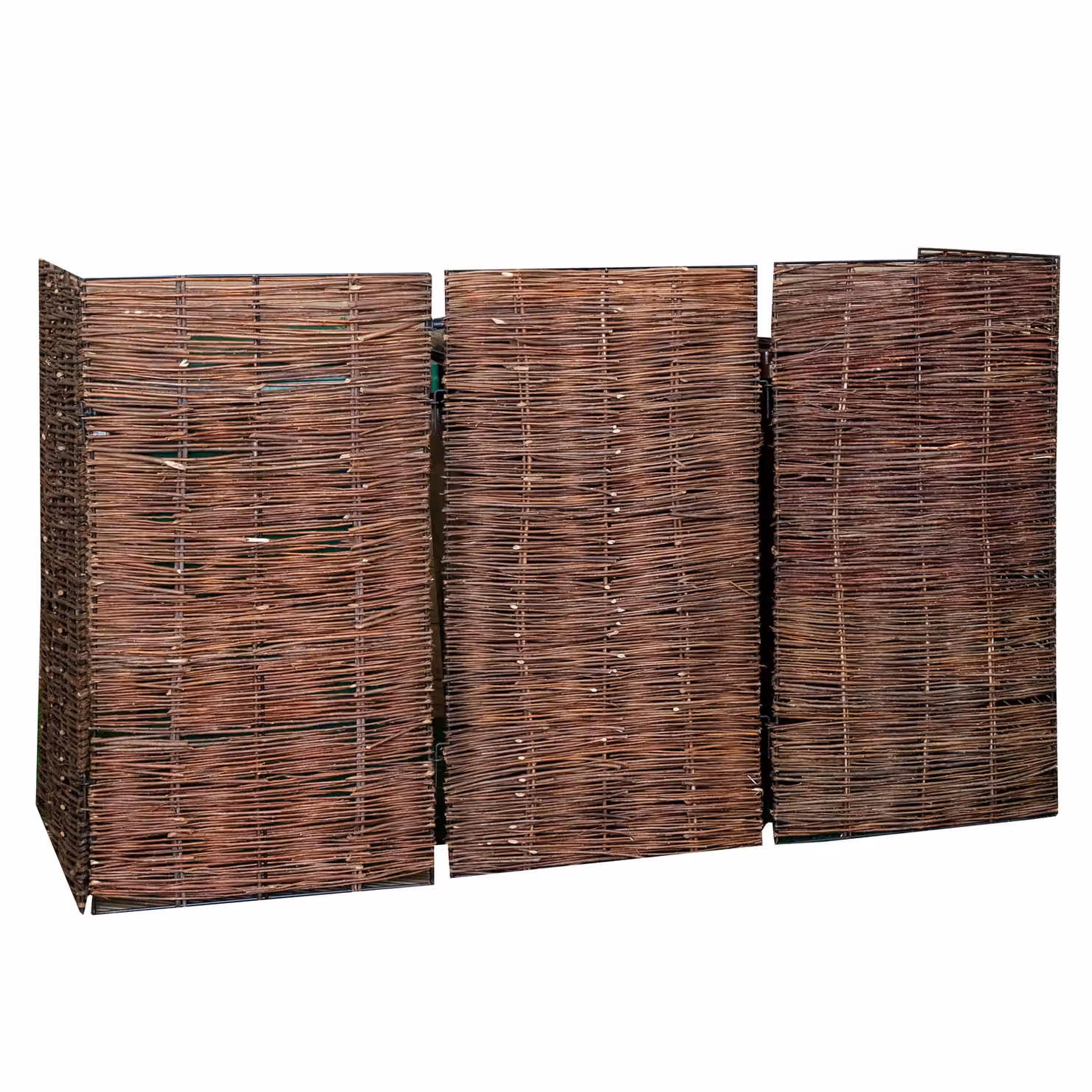 Samuel Alexander Triple Garden Patio Willow Wheelie Bin Screen Hideaway in Brown, W: 116 cm, H: 183 cm – 2