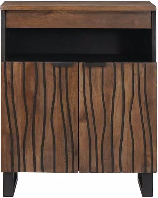 Berkfield Home Industrial Sideboard in Brown, Solid Wood and MDF, W: 60 cm, D: 33.5 cm, H: 75 cm