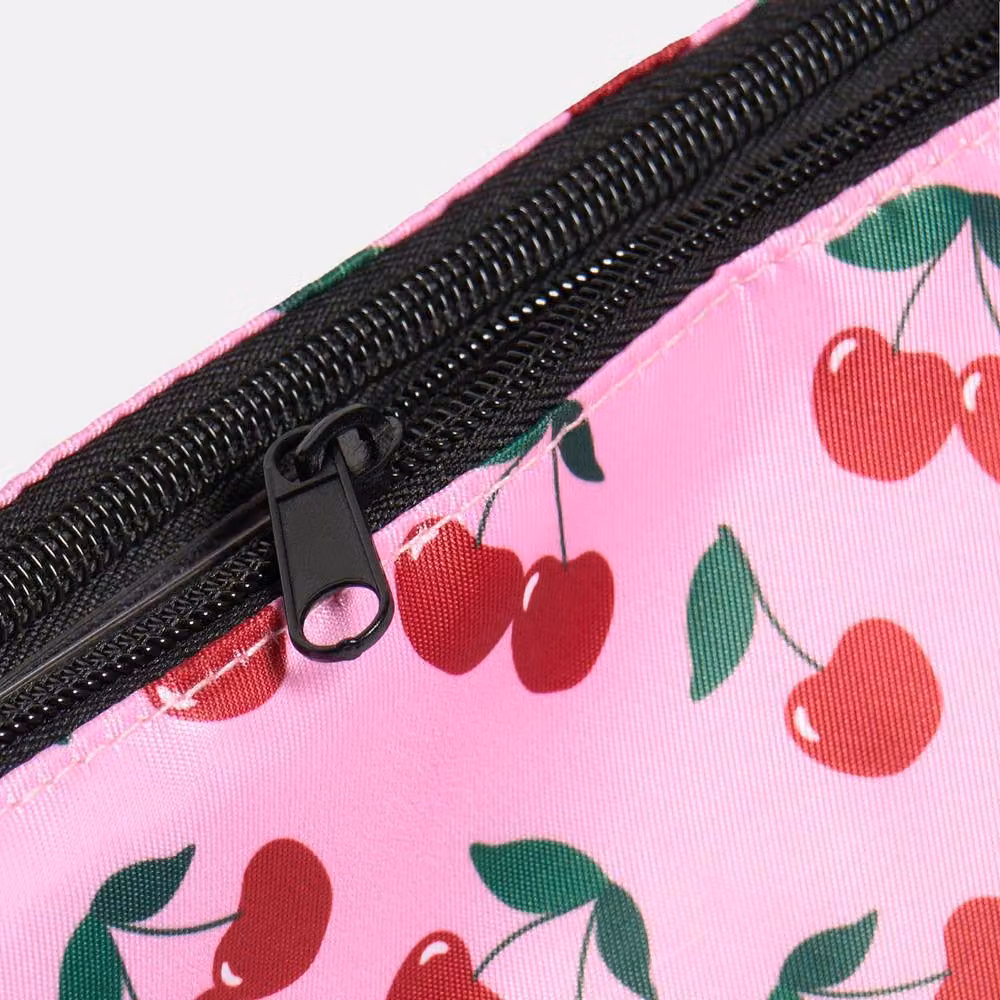 OHS Cherry Print Travel Toiletry Bag and Makeup Organiser in Pink – 5