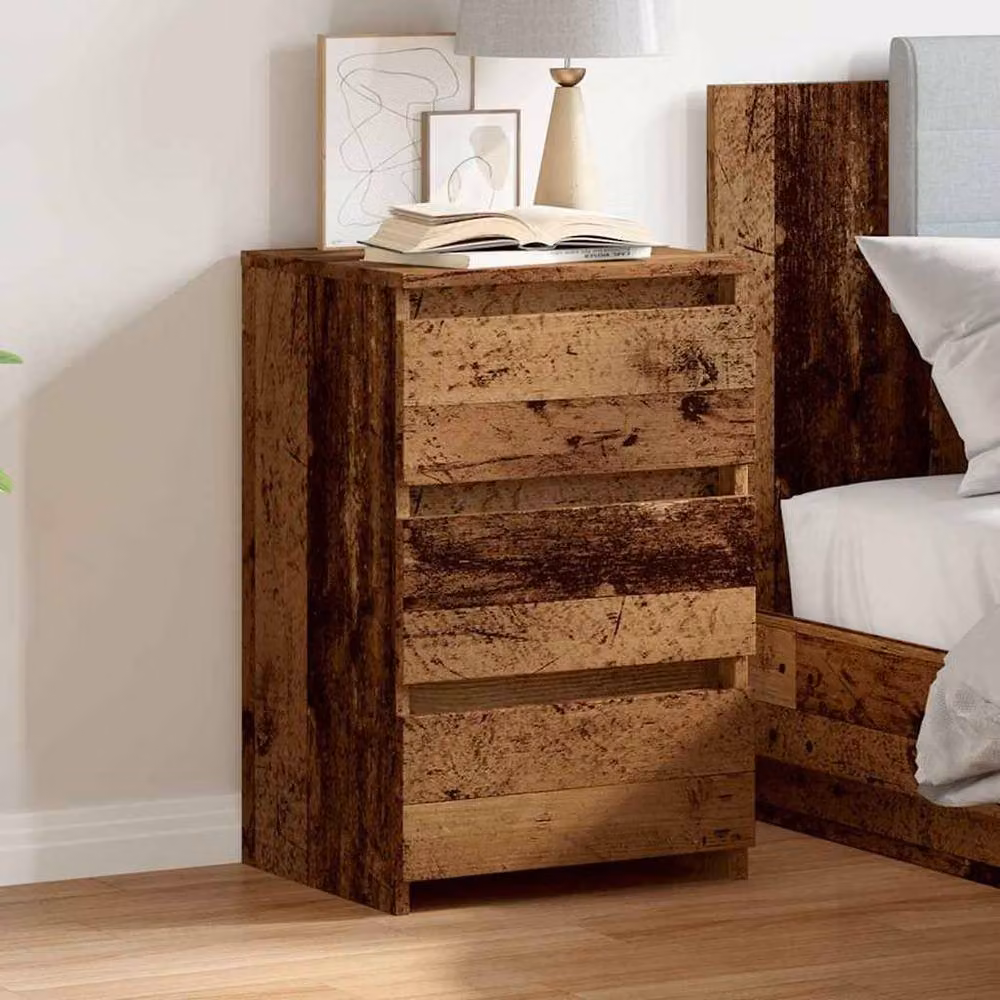 Berkfield Home Elegant Bedside Cabinet in Brown Old Wood, W/D/H: 40 x 35 x 62.5 cm – 4