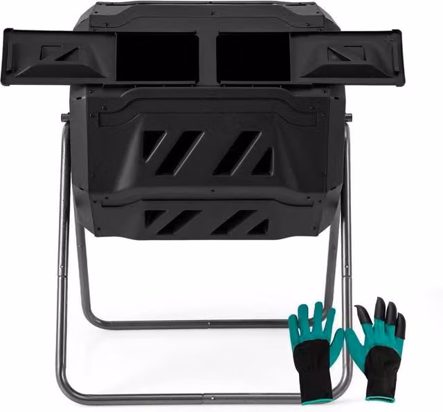 Kelvenix Dual Chamber Compost Bin in Black