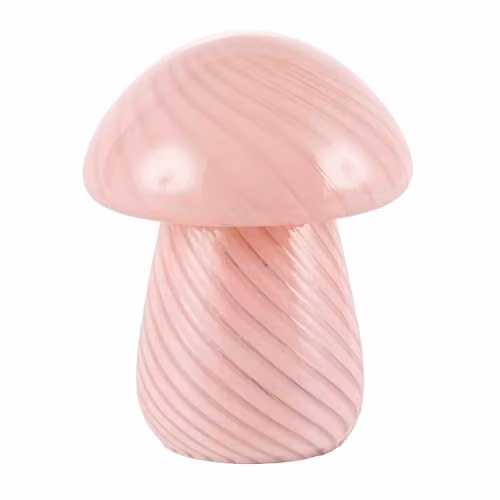 Happy Homewares Contemporary Mushroom Glass Table Lamp in Pink and Transparent, H 22 cm x W 17 cm x D 17 cm – 1