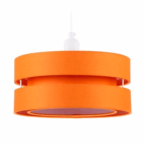 Happy Homewares Modern Orange Linen Fabric Triple Tier Ceiling Pendant Light Shade, Diameter: 26 cm