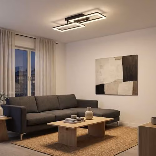 Globo Lighting Adjustable LED Ceiling Light in Black, 20 W, 1380 lm, 3000 K, W/D/H: 61.4 x 19.5 x 9 cm – 3