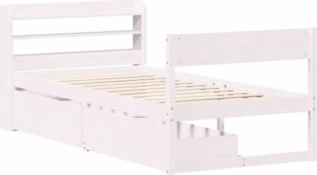 Berkfield Home Solid Wood Pine Bed Frame in White, 90 x 200 cm