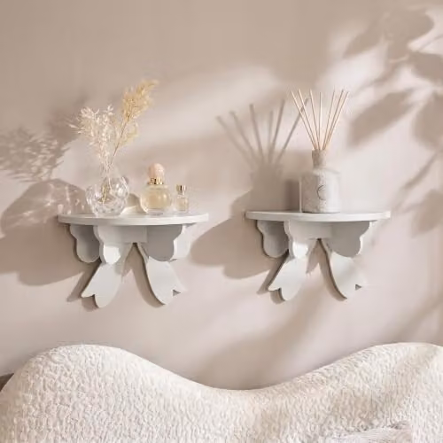 OHS Bow Design Wall Mounted Floating Shelves, 2 Pack, White – 2